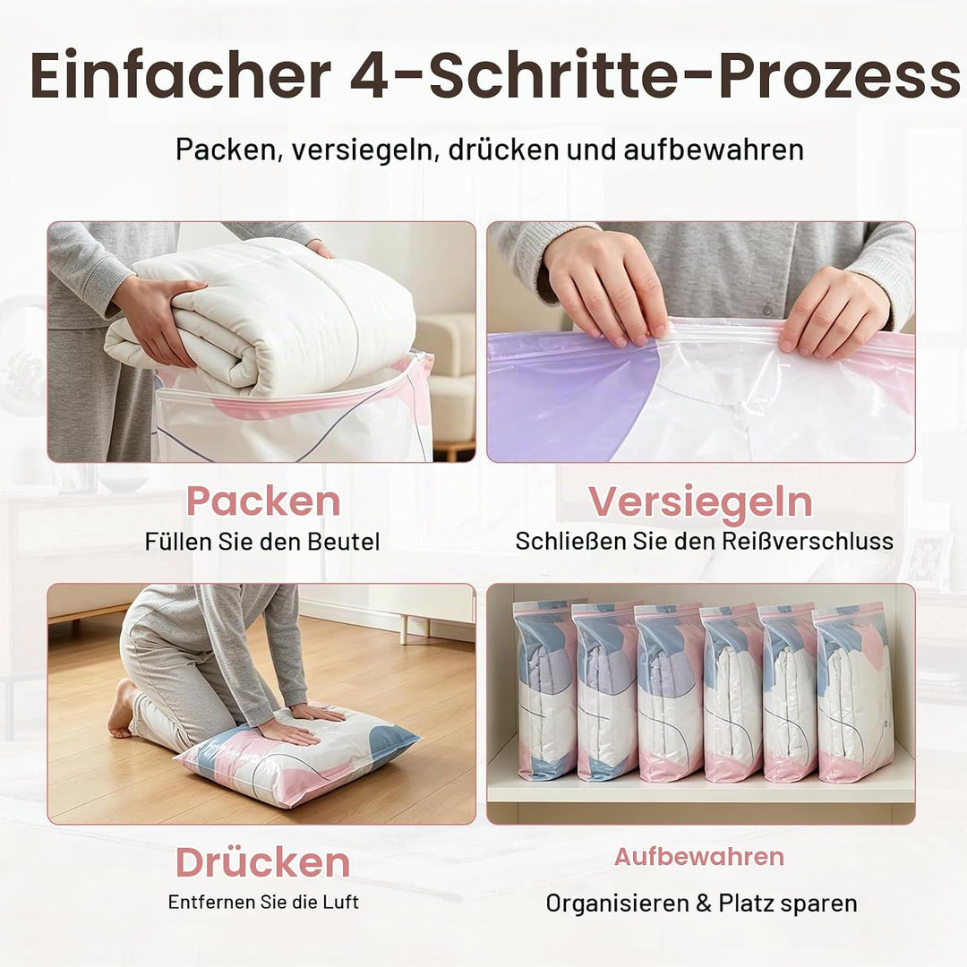 Vakuumbeutel ohne pumpe,4 Pcs (2 * 80 x100x40cm, 2 * 70x50x30cm).2026 New Vakuumbeutel Wiederverwend
