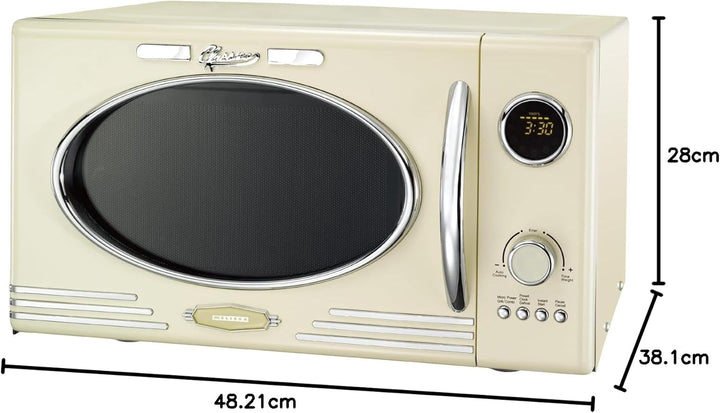 MELISSA 16330128 Retro Mikrowelle/1000 Watt/23 Liter Garraum,Design Mikrowelle mit Grill/Creme Farbe