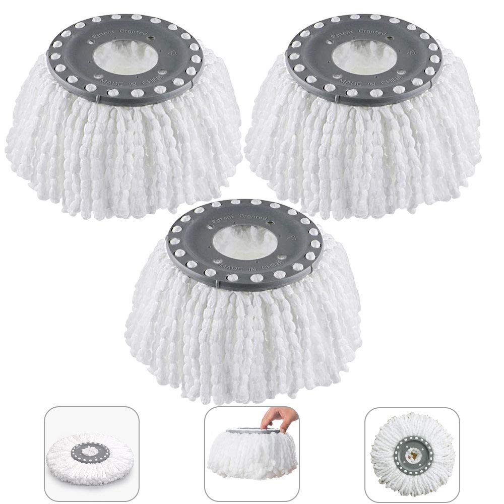 3 Stück Mop Ersatzköpfe Ersatzkopf Disc Mop aus saugfähiger Microfaser, Ersatzmop mit hoher Sauberke
