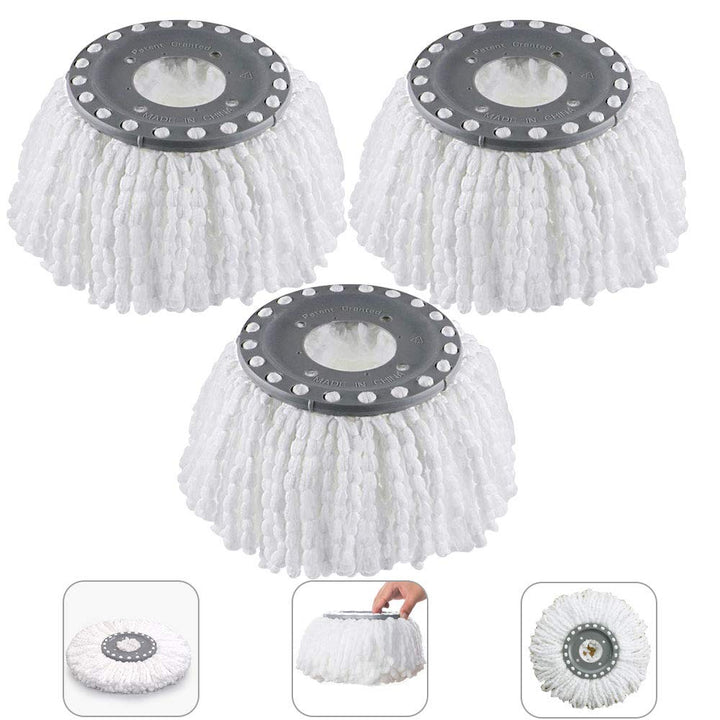 3 Stück Mop Ersatzköpfe Ersatzkopf Disc Mop aus saugfähiger Microfaser, Ersatzmop mit hoher Sauberke