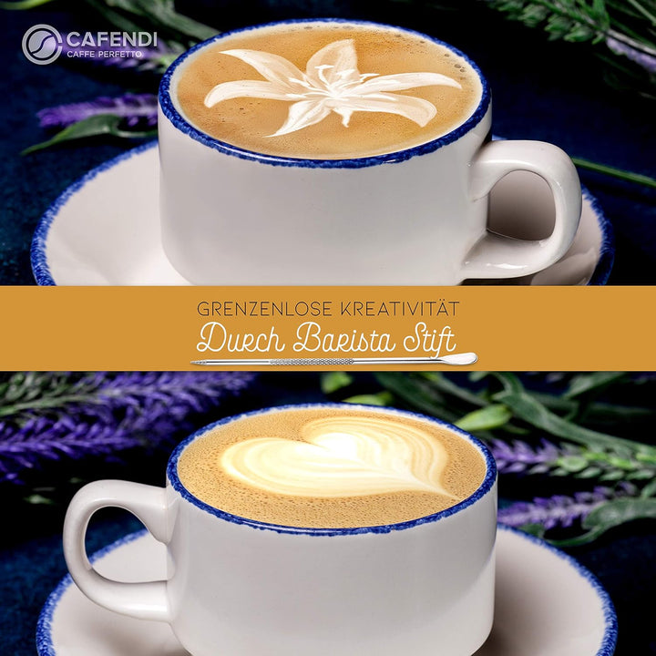 Cafendi | Milchkännchen – Barista Milchkännchen Edelstahl 350ml rostfrei – Milk Pitcher mit Messskal