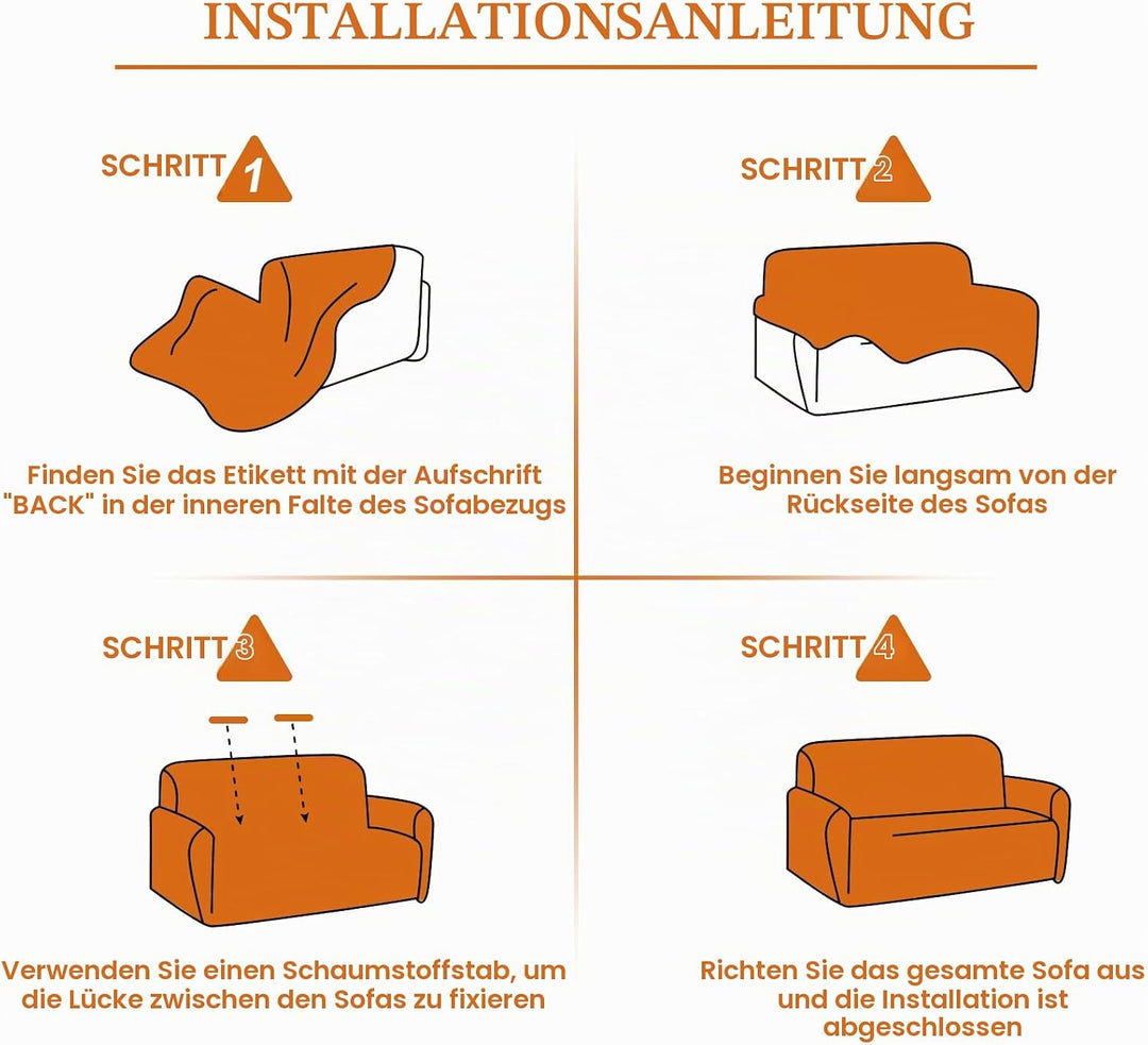 FIGOOO Sofabezug 2 Sitzer Stretch Sofabezüge mit Armlehnen Spandex Couchbezug Modern Anti-Rutsch Was