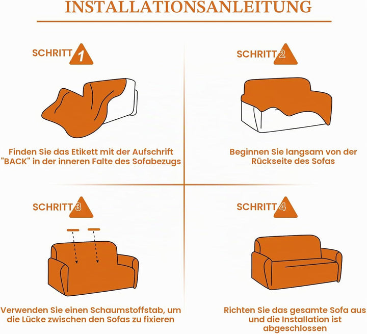 FIGOOO Sofabezug 2 Sitzer Stretch Sofabezüge mit Armlehnen Spandex Couchbezug Modern Anti-Rutsch Was