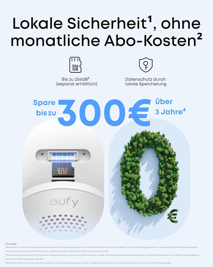 eufy Überwachungskamera C31 kabelgebunden, 360°-Sicht mit Schwenken/Neigen, Innen & Aussen, Dual-Ant
