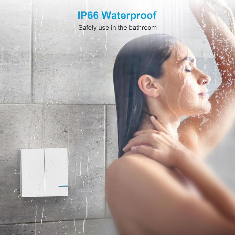 Funkschalter, 230V Thinkbee Wireless Lichtschalter Set mit Funk Fernbedienung, Wasserdicht Staubdich
