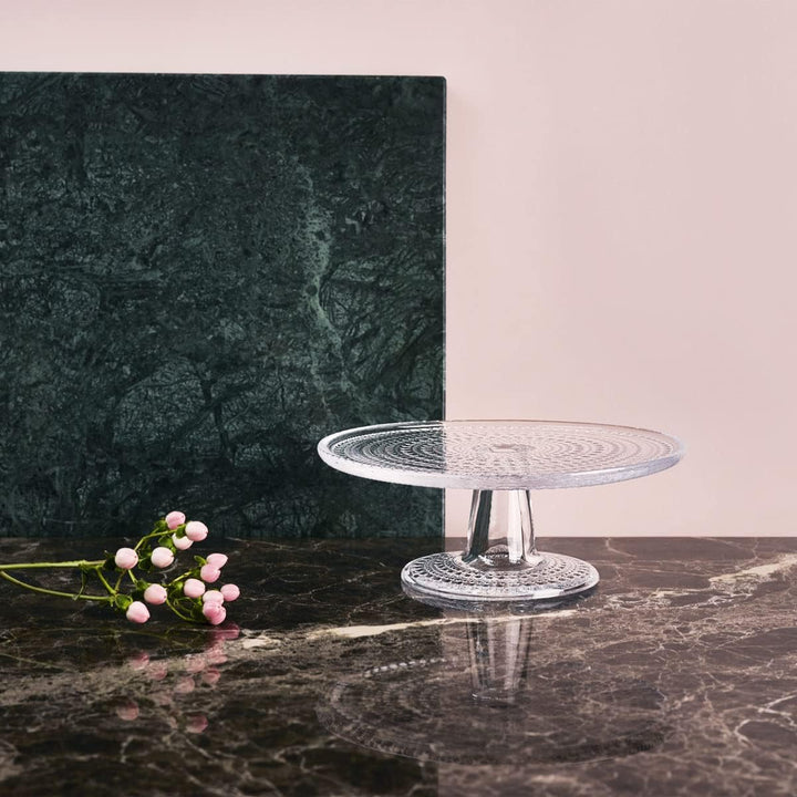 Iittala 005994 Kastehelmi Kuchenplatte mit Fuss, klar, 315 mm