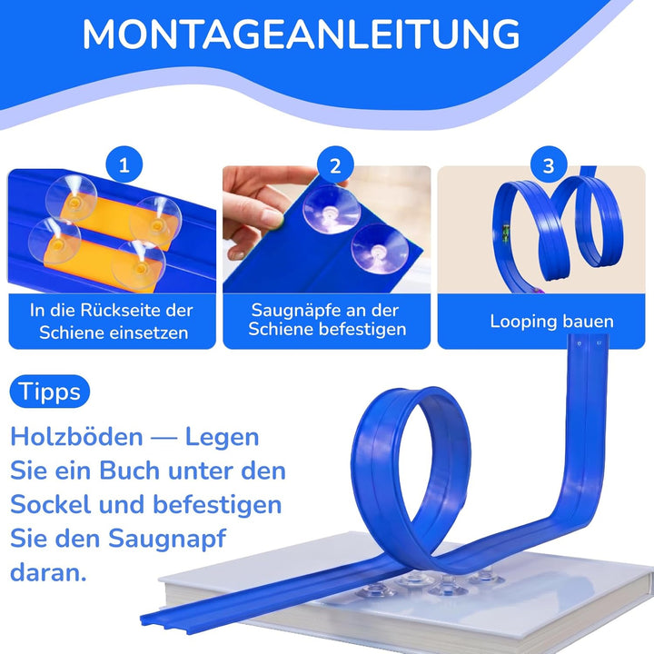 Autorennbahn Flexible Rennstrecke mit 4 Autos & Tragtasche – Soft Rennbahn Spielzeug für Kinder ab 3