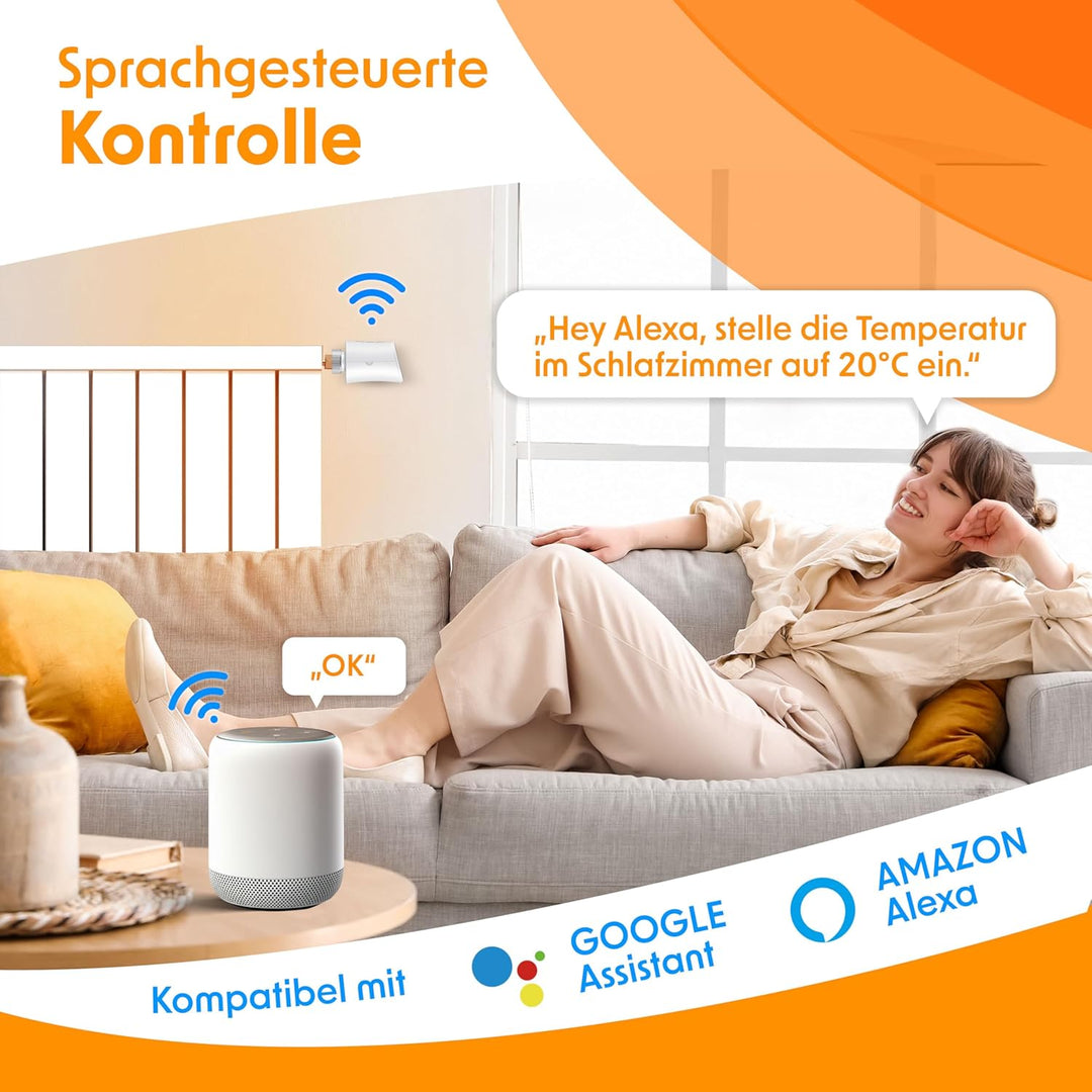 KESSER® Heizkörperthermostat 4er Set WiFi Heizungsregler | Heizungsthermostat WLAN mit Smart Home Ap