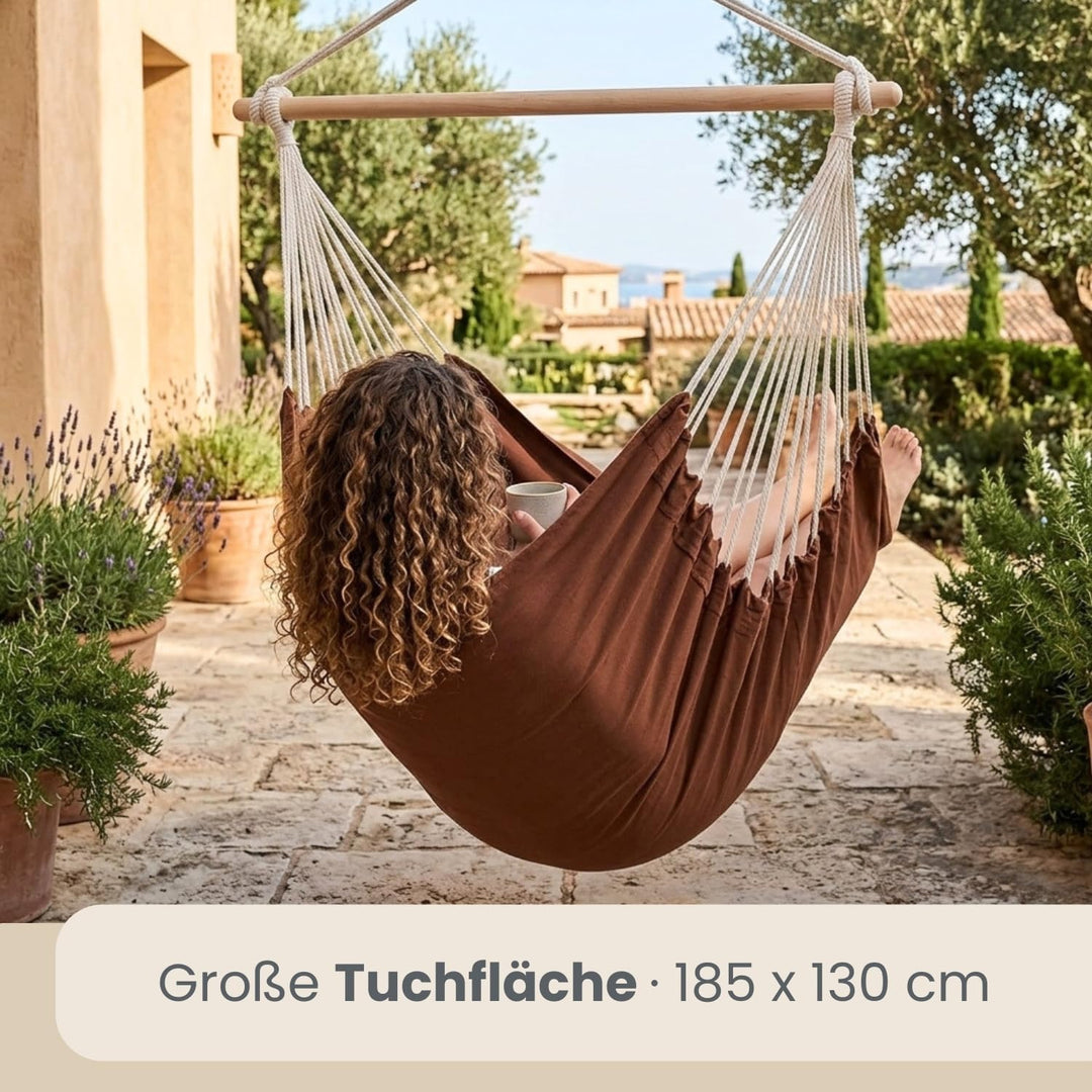 AMANKA XXL Hängesessel 185x130cm für Garten, Balkon & Terrasse - Schwebesessel Belastbar bis 150kg -
