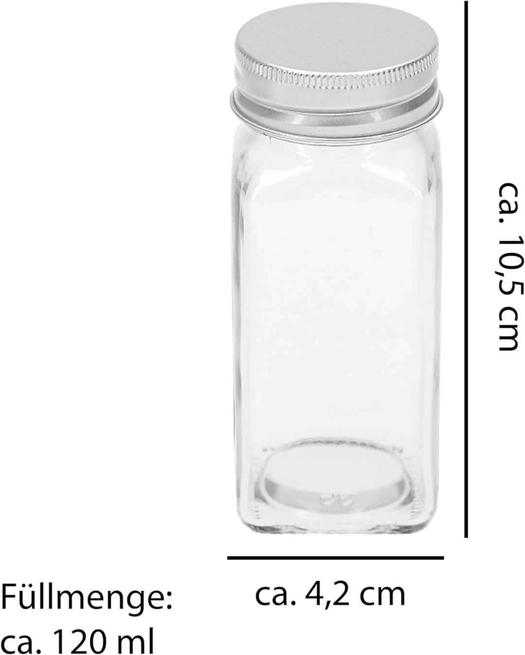 VonBueren Gewürzgläser eckig | Set mit 24 x 120 ml | Gewürzbehälter mit Streueinsatz | spice jars gl