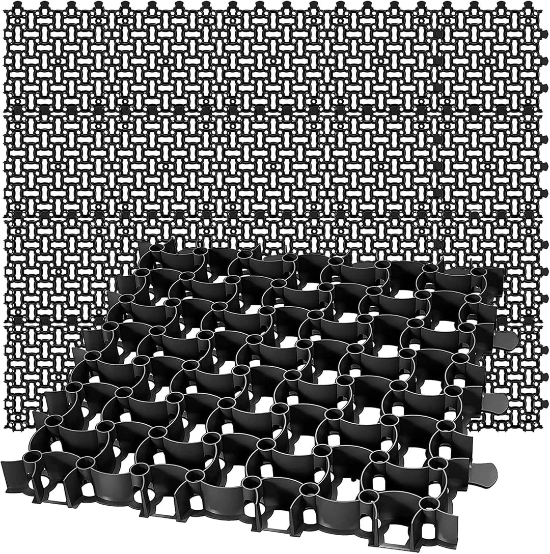 BigDean 20x Rasengitter Paddockplatte SCHWARZ 50x50 cm Rasenmatten Rasenwaben Kiesgitter Parkplatzra