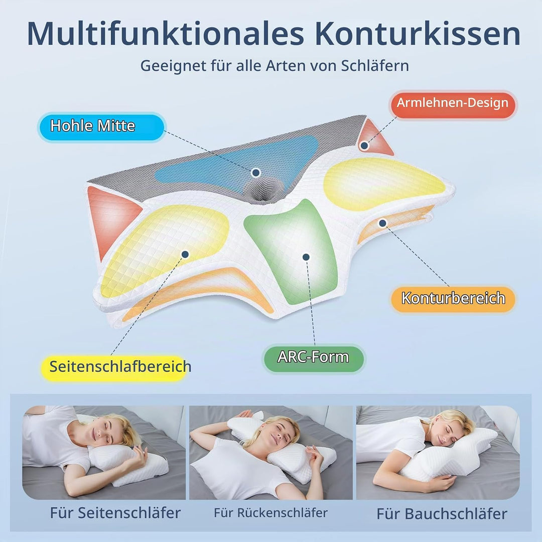HOMCA Orthopädisches Kissen Memory Foam Nackenstützkissen für HWS Ergonomisches Kopfkissen für Rücke