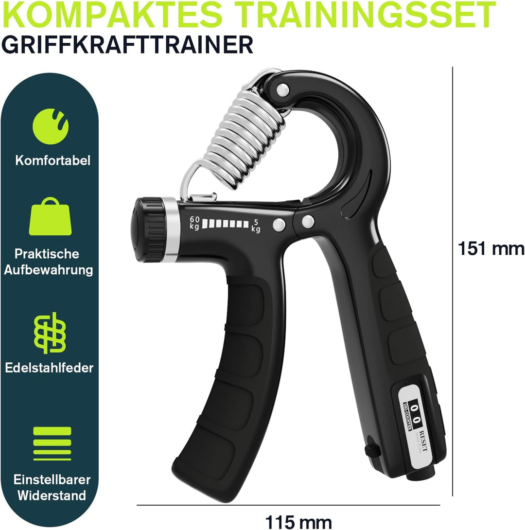 Handtrainer, U-VKK Unterarmtrainer-Set, Griff 5-60 kg, Hand Unterarm Trainingsgerät, Grip Griffkraft
