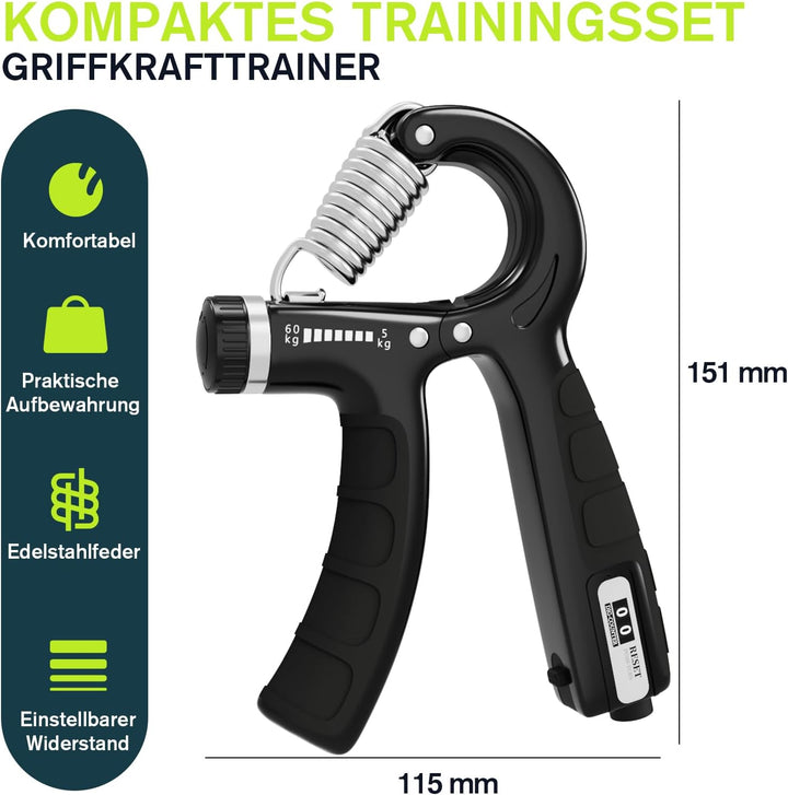 Handtrainer, U-VKK Unterarmtrainer-Set, Griff 5-60 kg, Hand Unterarm Trainingsgerät, Grip Griffkraft