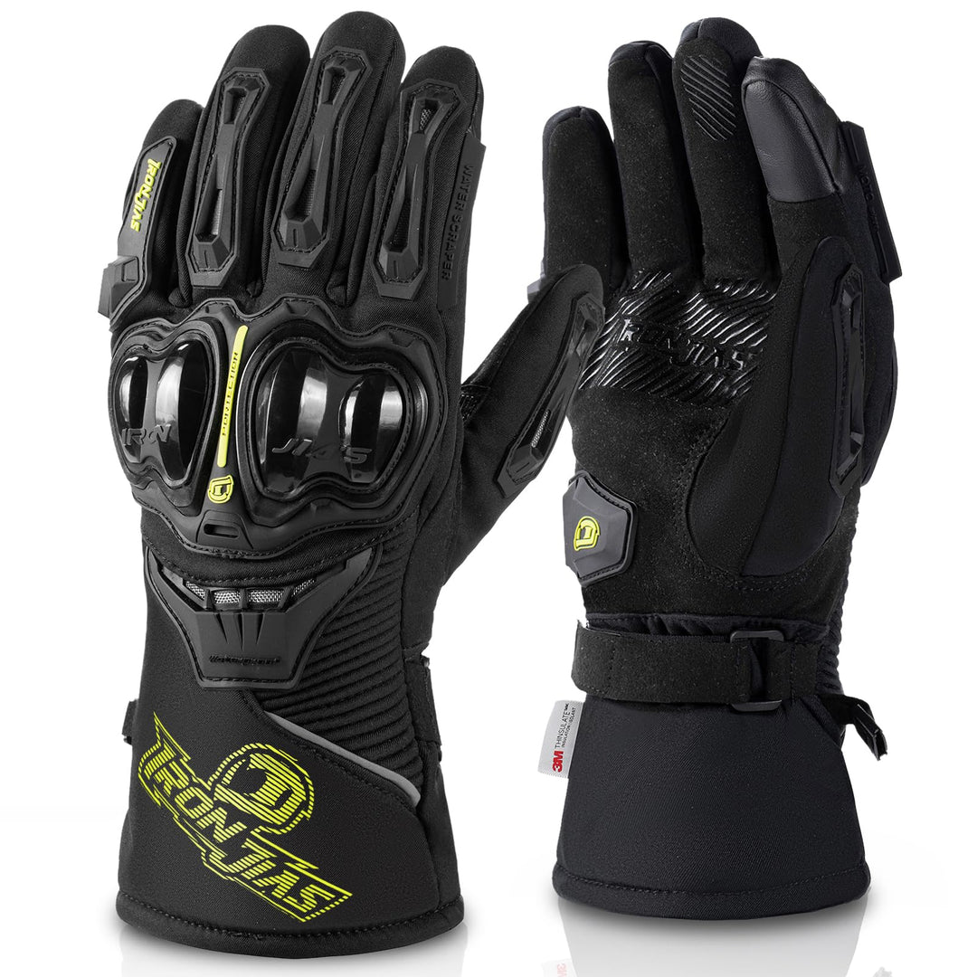 IRON JIA'S Winter Motorradhandschuhe Herren CEZertifizierung Wasserdichter und Warmer 3M Baumwolle S