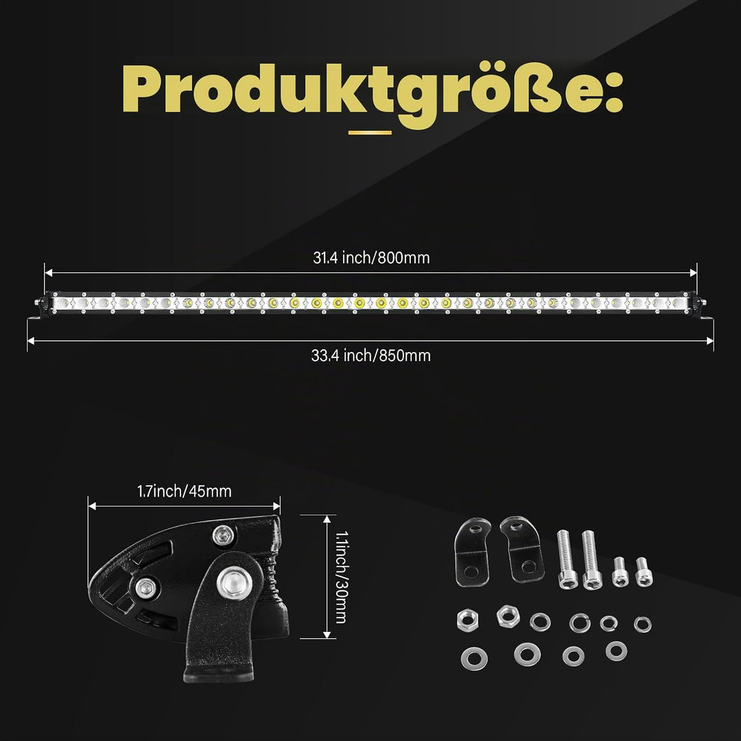 SKYWORLD LED Arbeitsscheinwerfer, 30 Zoll 80 cm 150W Spot Flood Combo Einreihig LED Balken LED Offro