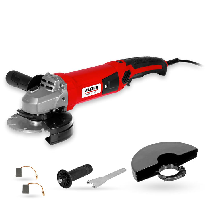 WALTER Winkelschleifer 1200W, 125mm, schwarz/rot, Zusatzhandgriff in 3 Positionen montierbar, Schnel