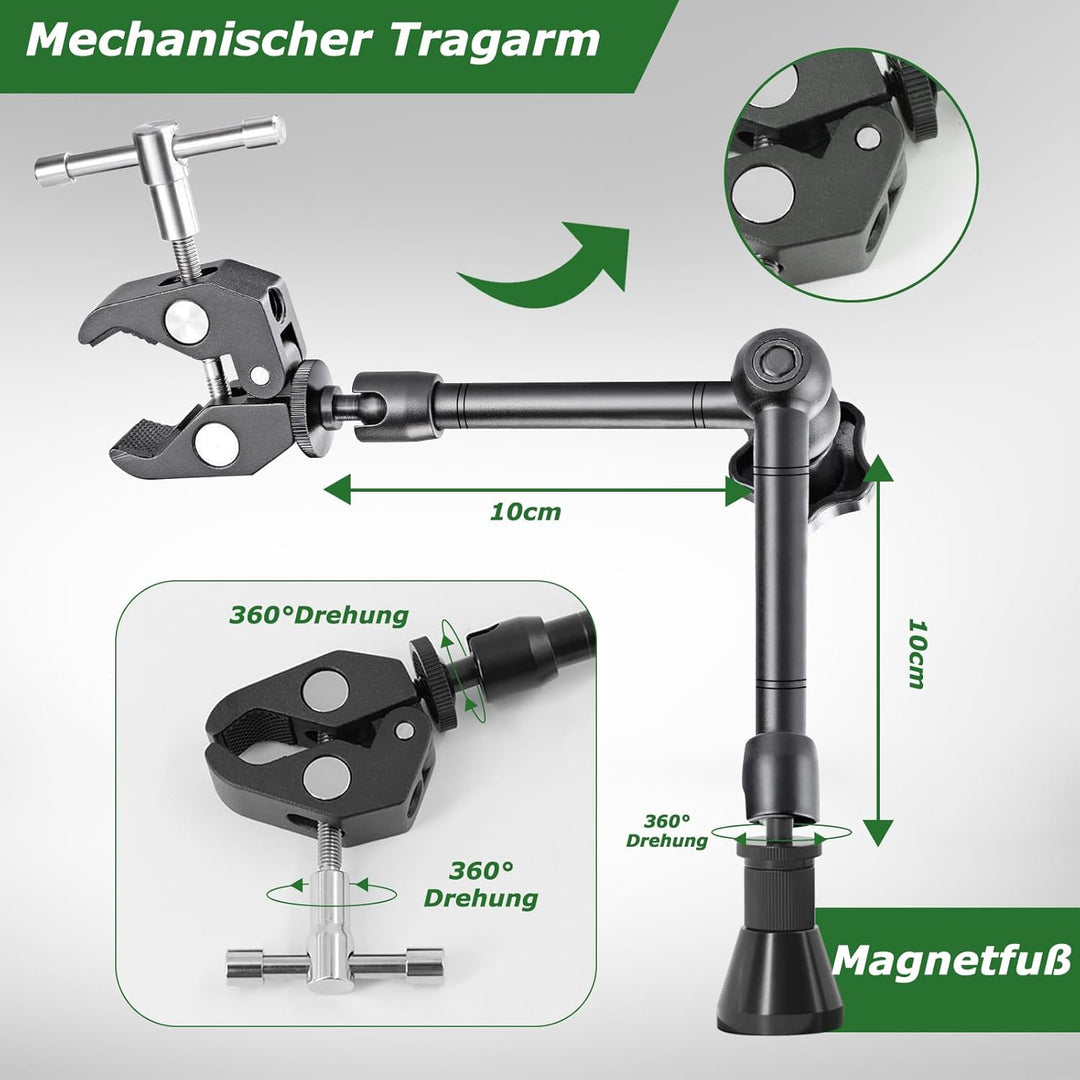 Dritte hand Löten, Magnetische Löthilfe Helfende Hand mit 10X Lupe Licht, Lötstation mit 4 PCB-Säule
