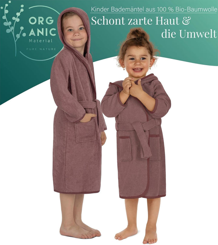 normani Kinder Bademantel auf 100% Bio-Baumwolle Badetuch für Jungen und Mädchen - Frottee Kapuzenba
