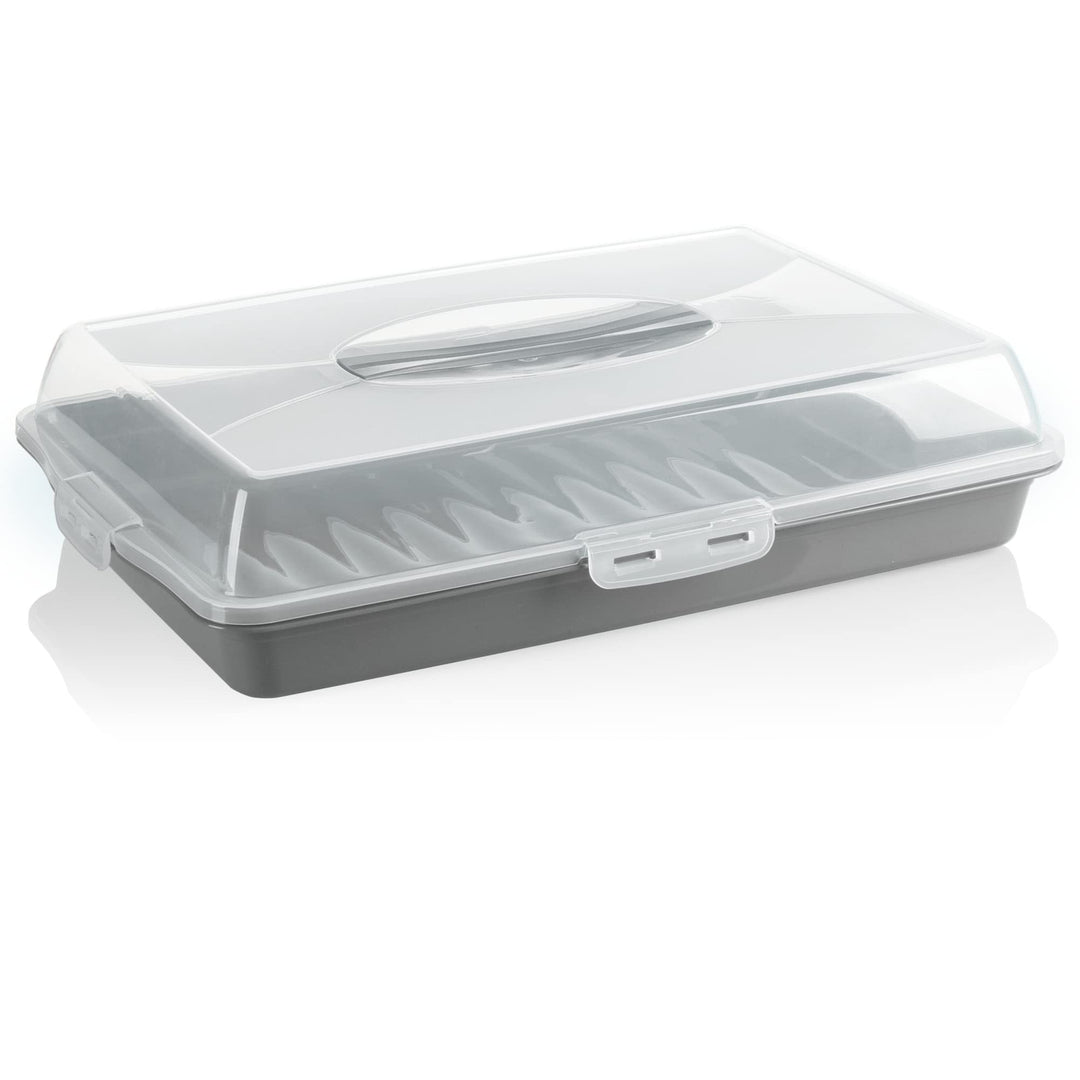 com-four® Kuchenbehälter - Transportbox für Kuchen und Lebensmittel - Aufbewahrungsbehälter mit Deck