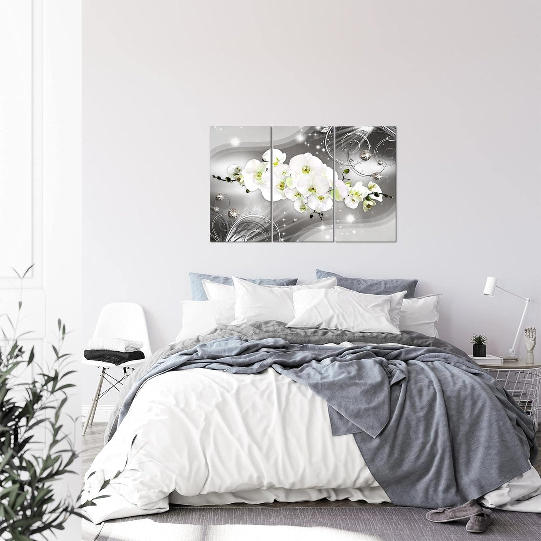 Runa Art Wandbilder Blumen Orchidee Bild XXL Wohnzimmer Schlafzimmer Grau Abstrakt 120 x 80 cm 3 Tei
