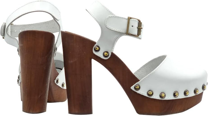 Schwedische clogs mit hoher Ferse Weiss - MY462 BIANCO (39, WEISS) 39 EU Weiss, 39 EU Weiss
