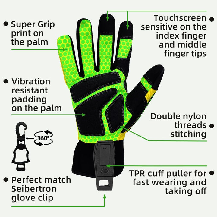 Seibertron HIGH-VIS SDXG2 Silikon Palm PowerGrip Geleinlage Guter Halt Handflächenpolsterung Anti-Vi