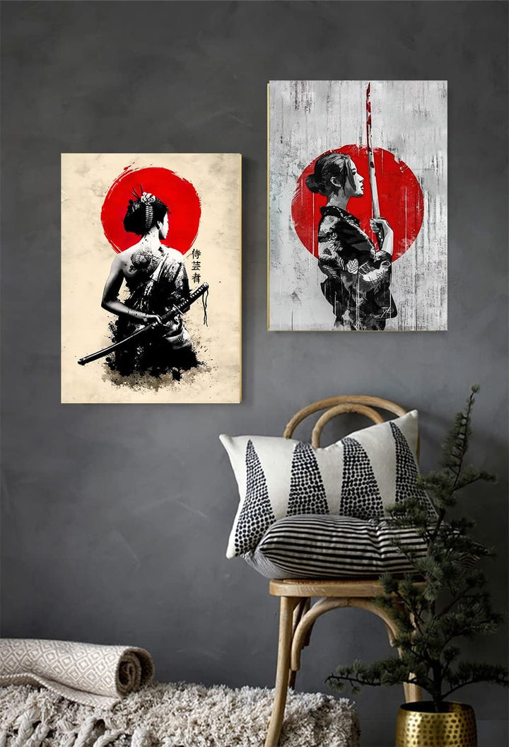 LYBOHO Japanisch Frau Poster Bilder Leinwand Wandkunst Leinwandbilder Kunstdrucke Wohnzimmer Wanddek