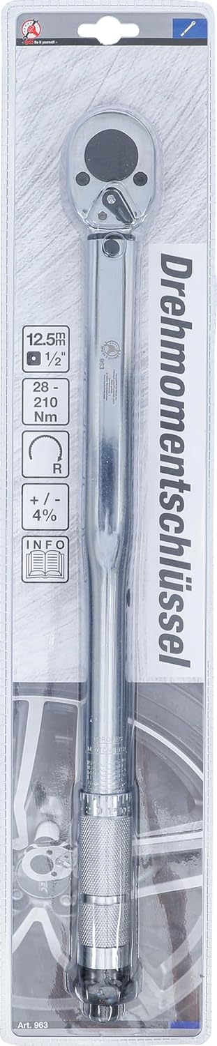 BGS Diy 963 | Drehmomentschlüssel | 12,5 mm (1/2") | 28 - 210 Nm | Drehmoment-Schlüssel 12,5 mm (1/2