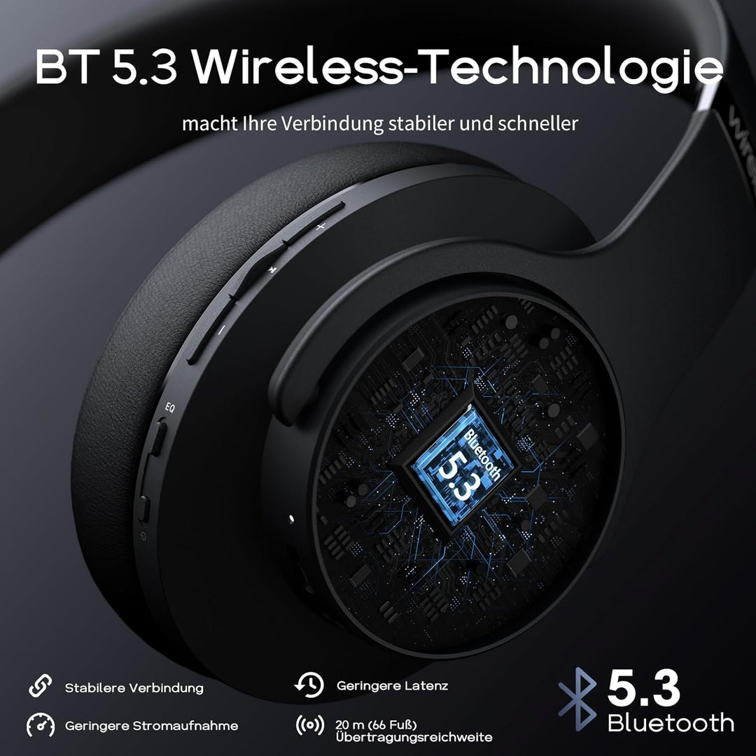 DOQAUS Bluetooth Kopfhörer Over Ear,90H Spielzeit Bluetooth 5.3 Kabellose Kopfhörer mit Mikrofon mit