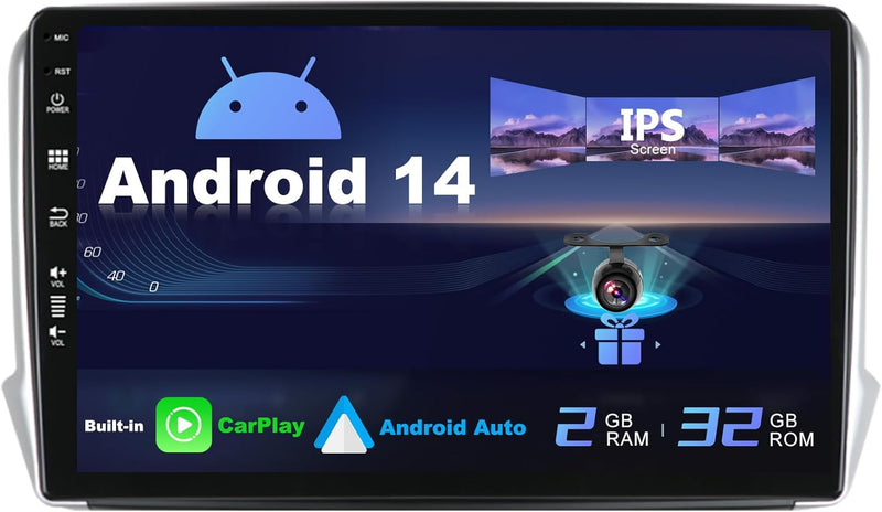 SXAUTO Android 12 IPS Autoradio Passt für Peugeot 208/2008 (2012-2018) - Eingebaut Carplay/Android A