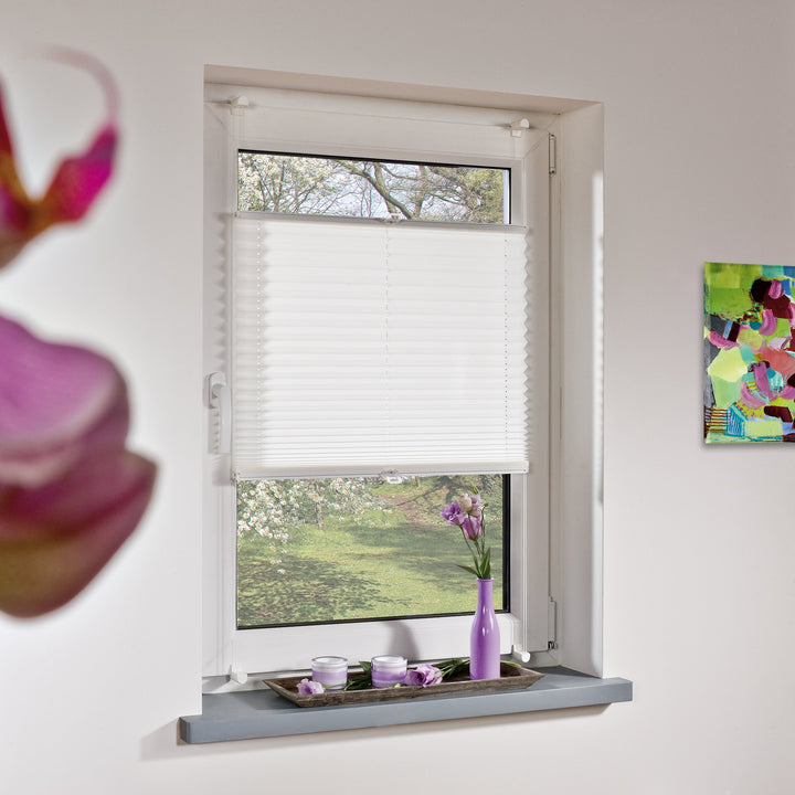 Liedeco® Plissee verspannt mit Klemmträger / 90 x 130 cm weiss (Breite x Höhe) / lichtdurchlässig Bl