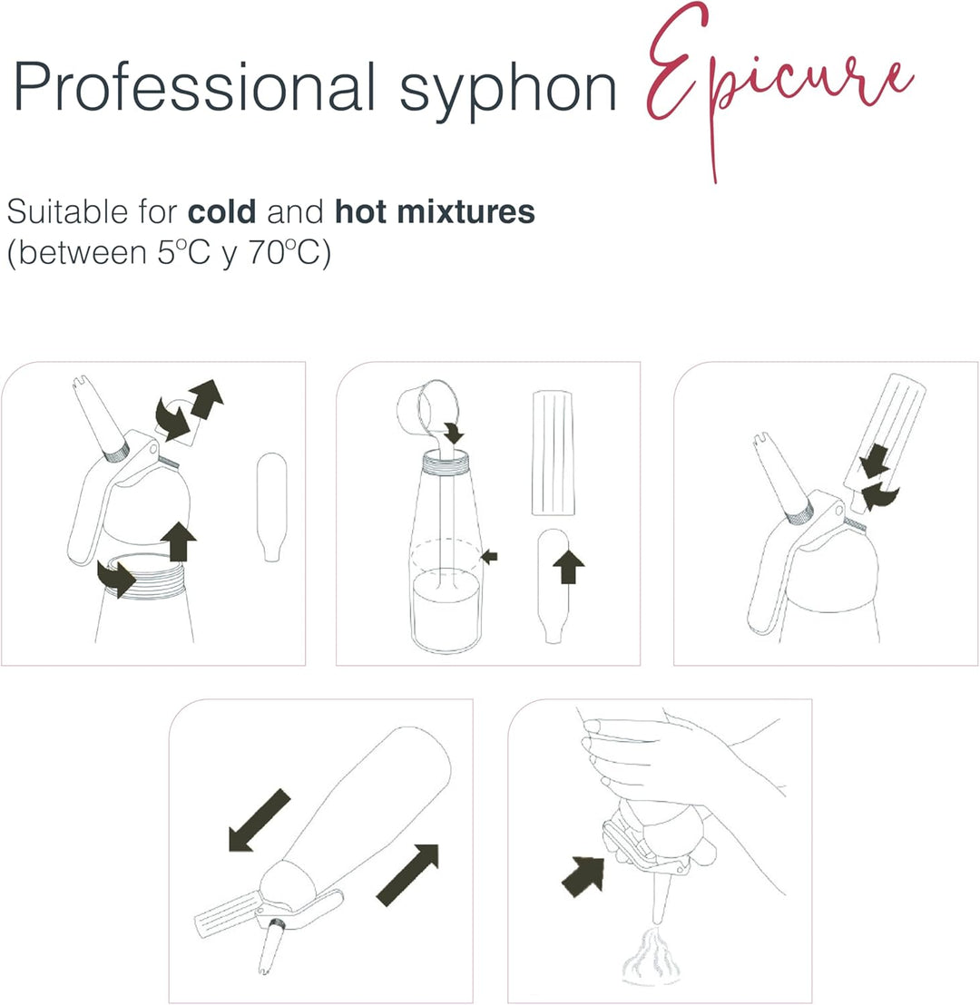 Lacor - 68301 - Siphon, Epikureischer Siphon, Robust & Langlebig, Edelstahl 18/10, Heiss- und Kaltsc