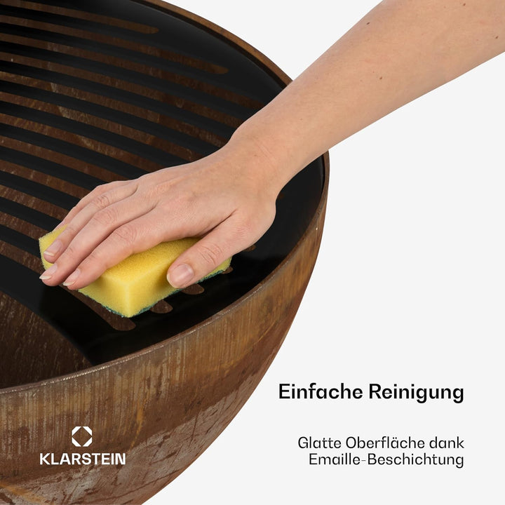 blumfeldt Savage Feuerschale mit Grill, Ø Feuerschale: 60,5 cm, Wasser- und frostfest, Brennstoff: F