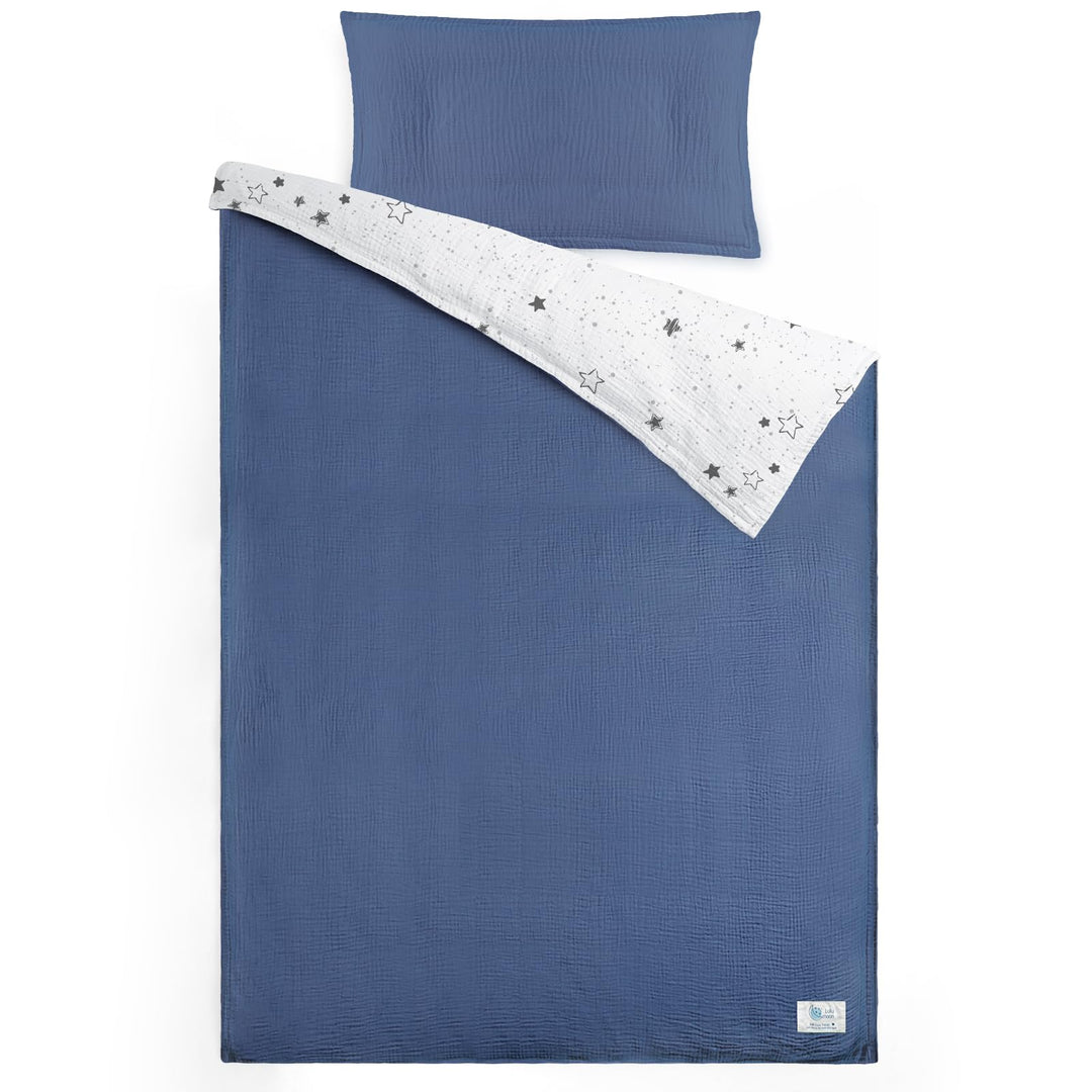 Musselin Kinderbettwäsche 100x135: Bettbezug 100x135 + Kissenbezug 40x60cm aus Baumwolle – Leicht un