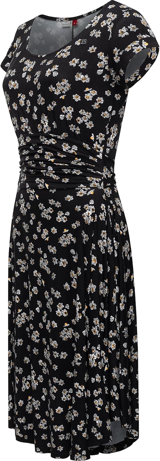 Ragwear Damen Kleid Midi Sommerkleid Ivone XS-XXL XS Tall Schwarz, XS Tall Schwarz