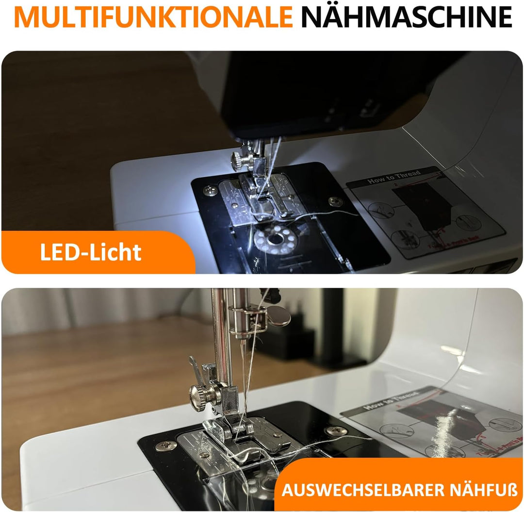 Nähmaschine für Anfänger, 38 Stichprogrammen Elektrische Nähmaschine, Tragbare Sewing Machine Mini m