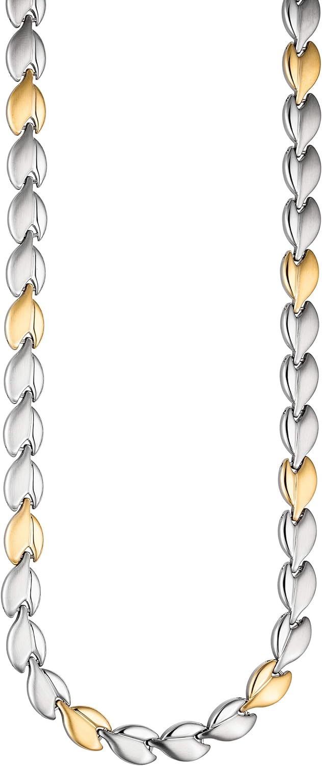 Jobo Damen Collier/Halskette aus Edelstahl gold farben beschichtet bicolor 45 cm Kette