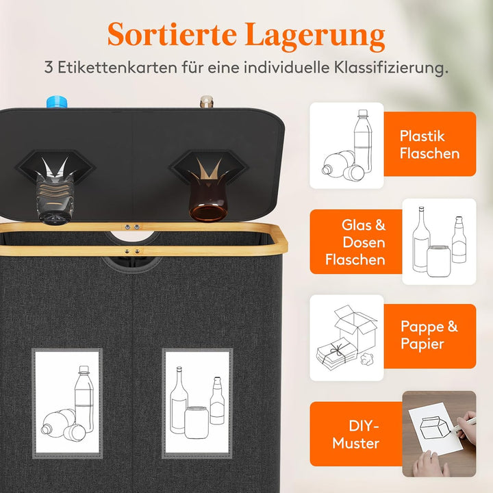 Lifewit 120L Pfandflaschen Sammelbehälter, Flaschen Organizer mit Deckel, Flaschensammler Leergut 2