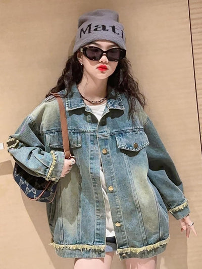 Rolanko Jeansjacke für Mädchen, Basic Trucker Jacke aus Denim Outwear Button Down Jeans Hemden, Hell