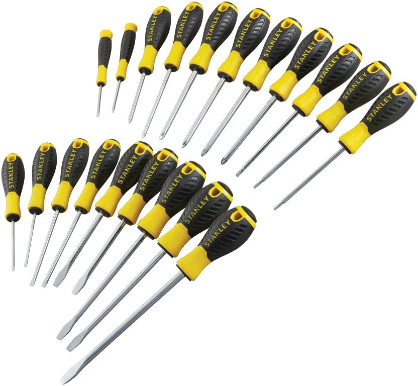Stanley Tools sta060213 Essential Schraubendreher, gelb/schwarz (20 Stück) STHT0-60213, STHT0-60213