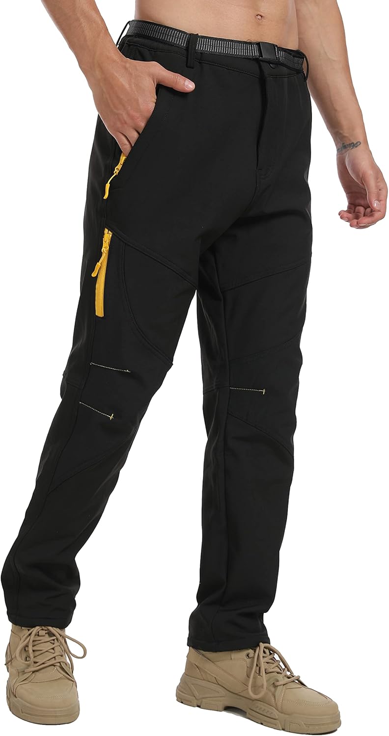 Tansozer Wanderhose Herren Outdoor Hose Männer Winddicht Gefüttert M Schwarz, M Schwarz