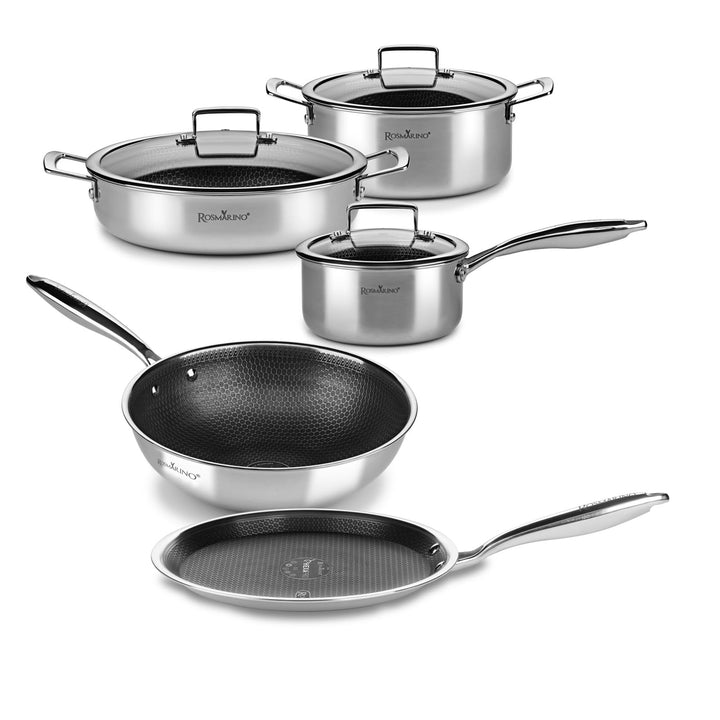 Rosmarino HexaPro 3.0 Topf- und Pfannenset mit Deckeln - 8-teilig, verschiedene Grössen, aus Edelsta