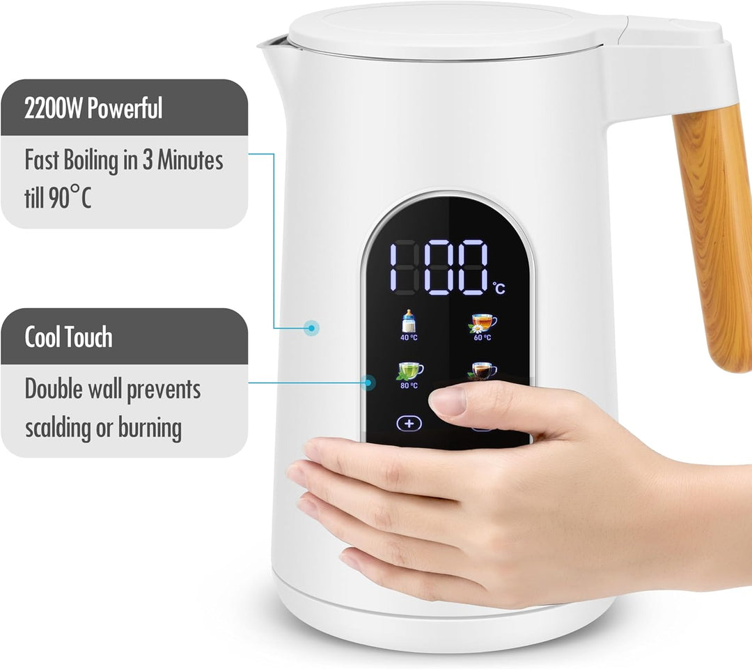 ForMe Edelstahl Wasserkocher 1,7 L mit Temperatureinstellung Temperaturwahl 40-100°C I LED Digitale