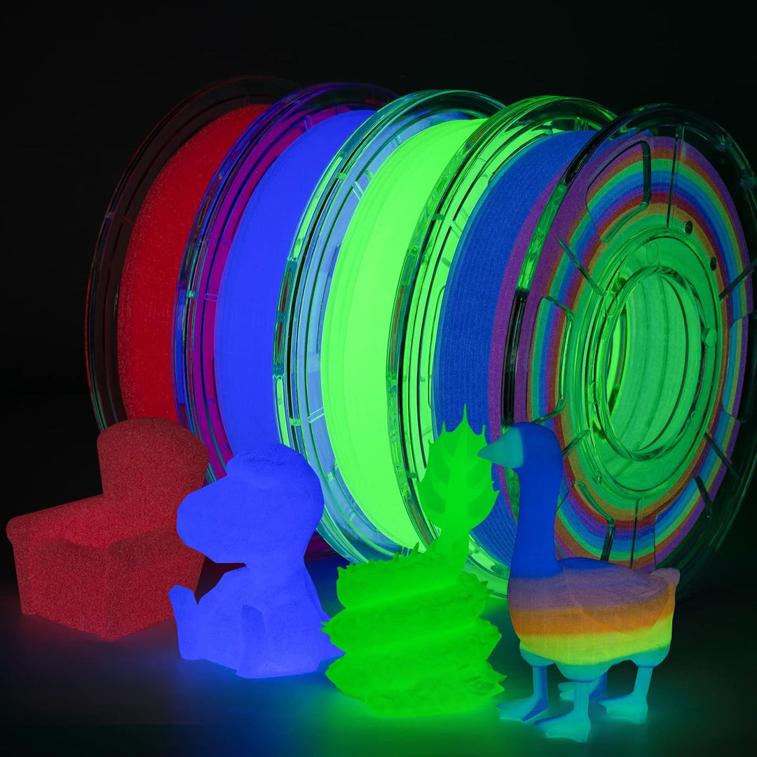 TRONXY Leuchtet PLA 3D Drucker Filament Set, im Dunkeln Leuchtendes Mehrfarbigen, grün, rosa-rot, li