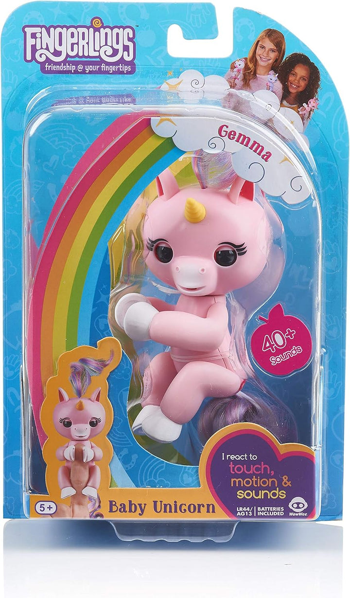 Fingerlings Einhorn rose mit Regenbogenmähne, interaktives Spielzeug, reagiert auf Geräusche, Bewegu