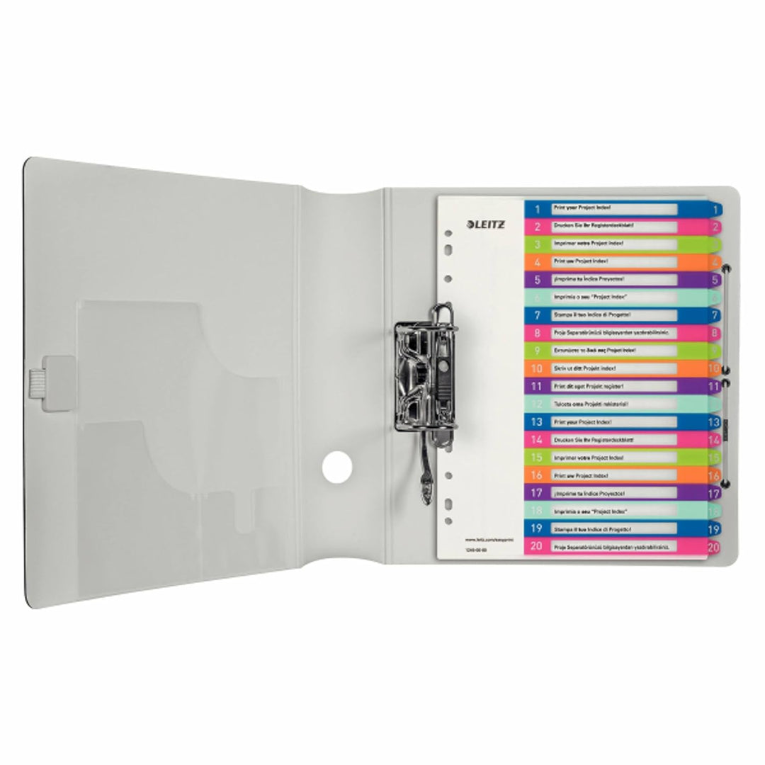 Leitz A4 Register, Trennblätter, Beschriftbares Deckblatt,WOW, Mehrfarbig (Zahlen 1-20 | 10er Pack)