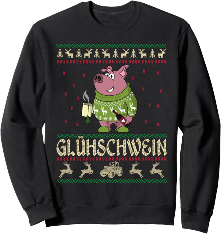 Glühschwein Ugly Christmas Weihnachtsfeier Landwirtschaft Sweatshirt