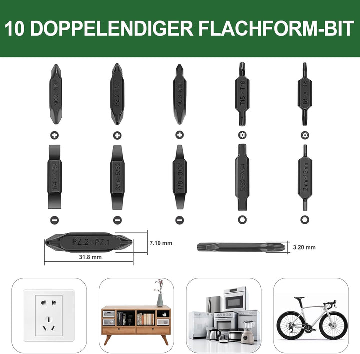 NexTool Bit-Set, 10 doppelendige Schraubendreher-Bits für Multi-Tools,Pocket Tool E1 und Flaggschiff
