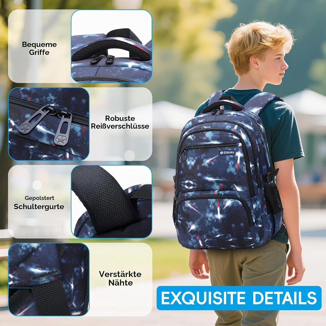Amythe Schulrucksack Jungen Rucksack Teenager, Lässig Kinderrucksack Daypack Wasserdicht Gross Nylon